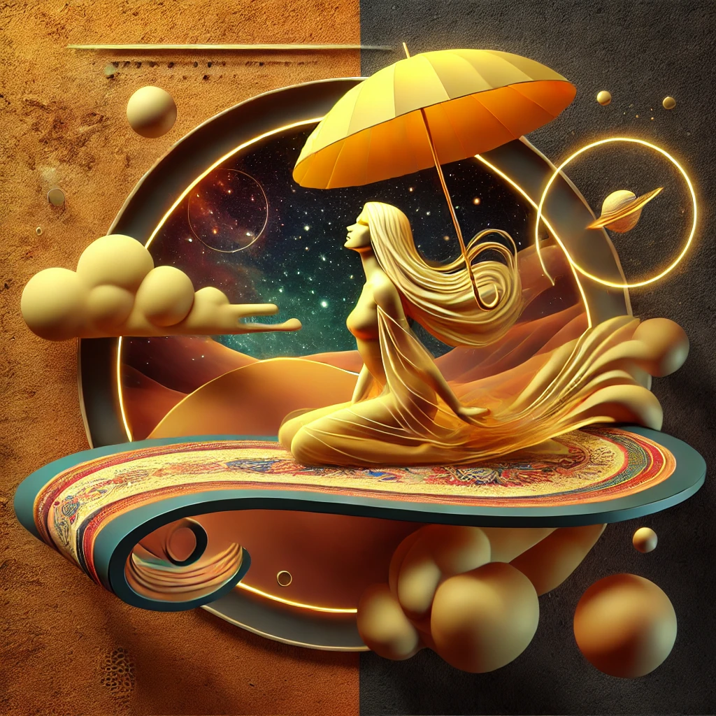 Moderne Malerei-Die goldene Reise durch das Unbekannte